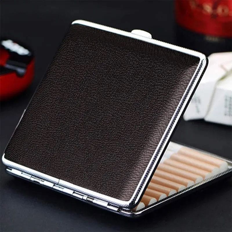 Slim Leather Cigarette Case, Double Open 20 Sticks Leather Cigarette Case, Metal Frame Black Faux Leather Cigarette Case, Men Cigarette Case Smoking Accessories, Creative Pocket Tobacco Holder, Pressure Proof Protective Cigarettes Case Slim Leather Cigarette Case, Double Open 20 Sticks Leather Cigarette Case, Metal Frame Black Faux Leather Cigarette Case, Men Cigarette Case Smoking Accessories, Creative Pocket Tobacco Holder, Pressure Proof Protective Cigarettes Case